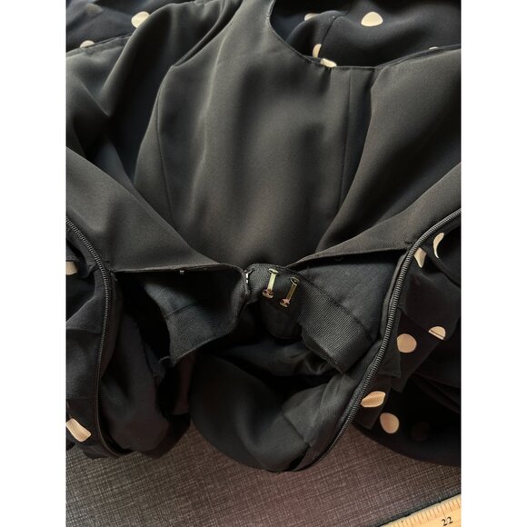 Vintage 90s hetta B Maxi Dress Sz 12 100% Silk Polka Dot Black White Sleeveless - Picture 10 of 13
